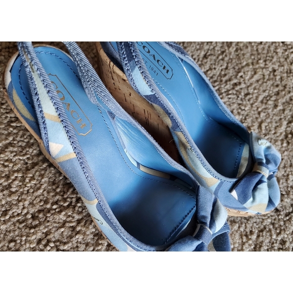 Vintage Coach Sling Back Cork Wedges - Picture 4 of 6